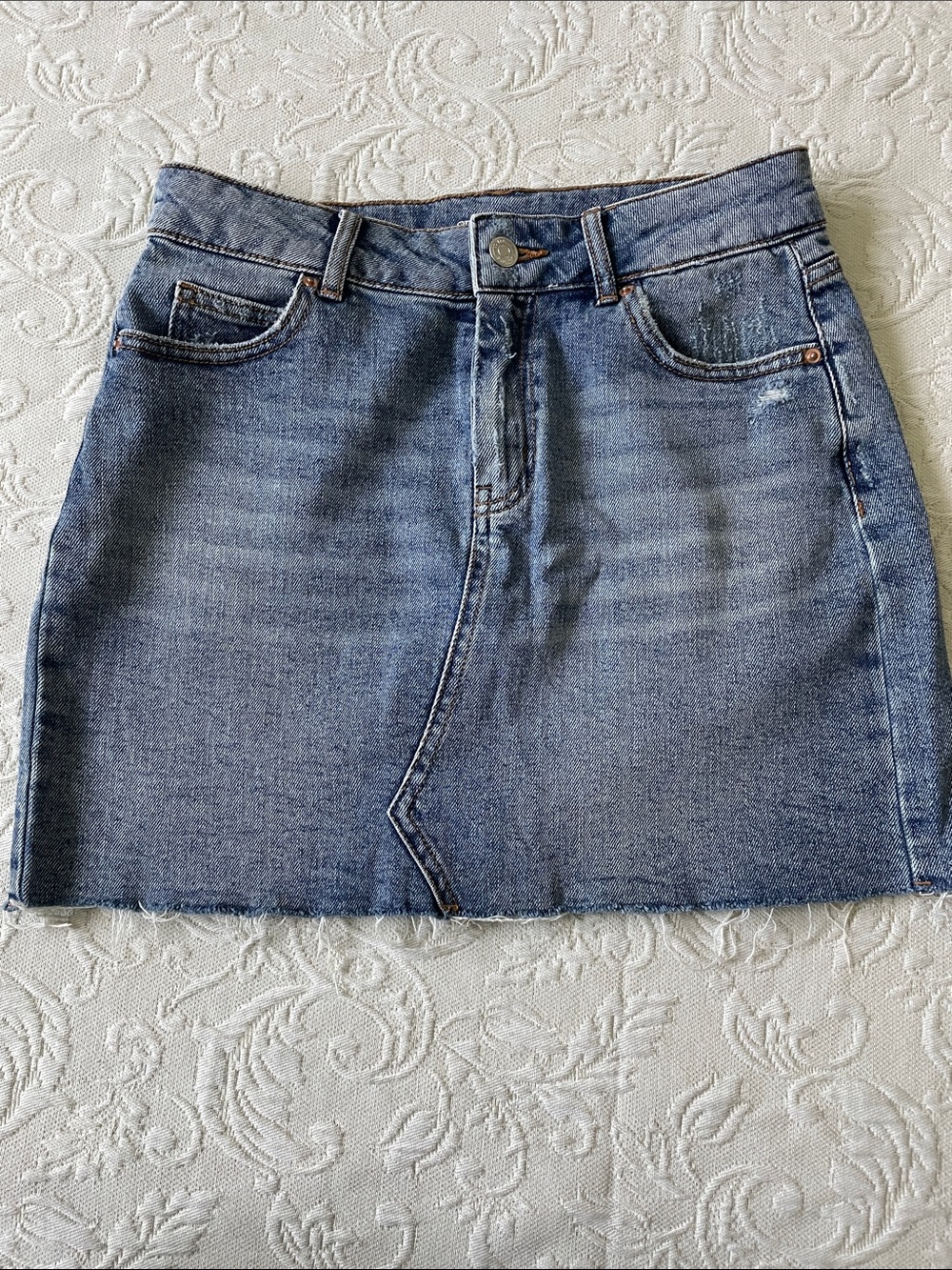 wild fable Blue Denim Mini Skirt - Casual Raw Hem